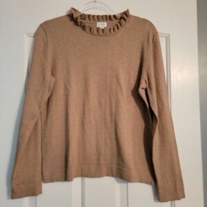 J. Crew Camel Ruffle Neck Sweater